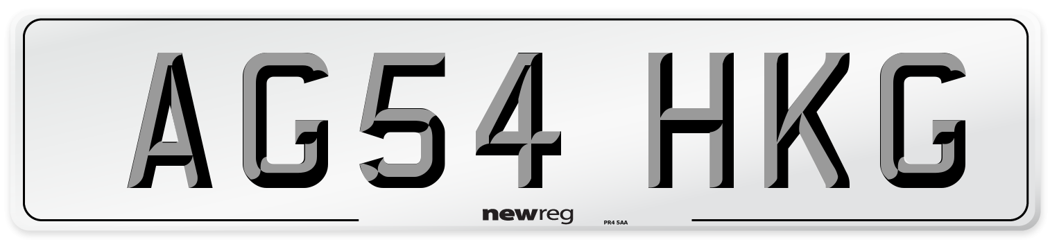 AG54 HKG Number Plate from New Reg